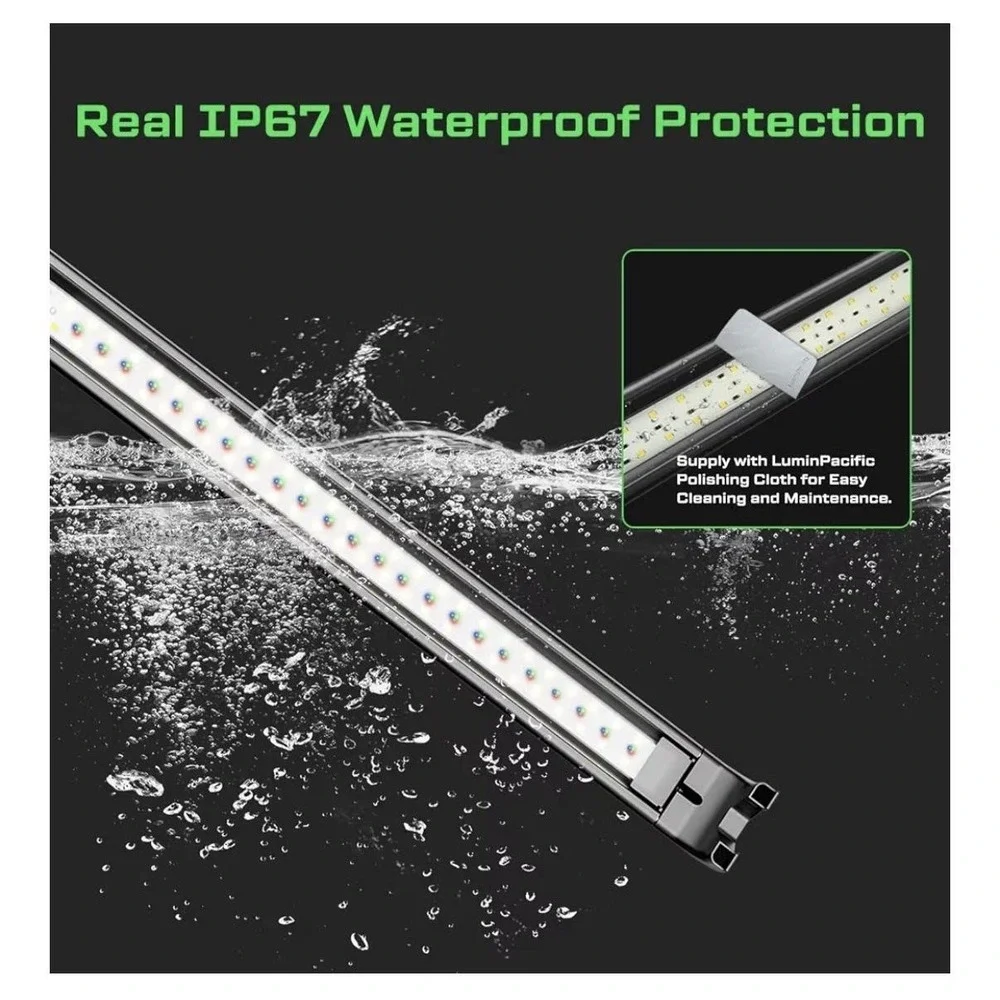 LuminPacific LUMIN SlimSky LED Aquarium Light 48-57in 36W RGB‎ Plant Grow Timer